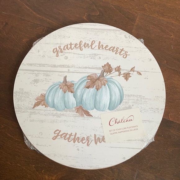 Other - 4 Placemats Gather & Grateful Hearts Corkback
